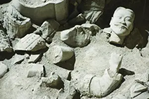 Pit 3, Mausoleum of the first Qin Emperor housed in The Museum of the Terracotta Warriors opened in 1979 near Xian City, Shaanxi Province