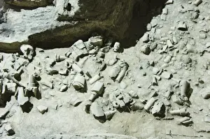 Pit 3, Mausoleum of the first Qin Emperor housed in The Museum of the Terracotta Warriors opened in 1979 near Xian City, Shaanxi Province