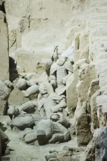 Pit 3, Mausoleum of the first Qin Emperor housed in The Museum of the Terracotta Warriors opened in 1979 near Xian City, Shaanxi Province
