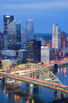 Connection Prints: Pittsburgh skyline and Fort Pitt Bridge over the Monongahela River, Pittsburgh