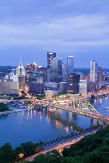 Connection Prints: Pittsburgh skyline and Fort Pitt Bridge over the Monongahela River, Pittsburgh