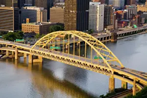 Connection Prints: Pittsburgh skyline and Fort Pitt Bridge over the Monongahela River, Pittsburgh