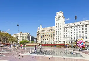 Catalunya Prints: Placa de Catalunya, a large public square in the city centre of Barcelona