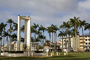 Famous People Prints: The Place des Palmistes and the statue of Felix Eboue, Cayenne, French Guiana