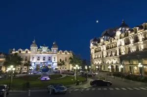 Images Dated 20th October 2007: Place du Casino at dusk, Monte Carlo, Monaco, Europe