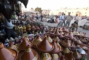 Place el Hedim and tagine pots, Meknes, Morocco, North Africa, Africa