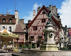 Bourgogne Prints: Place Francois Rude Bareuzai, Dijon, Bourgogne (Burgundy), France, Europe