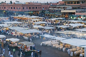 Vendors Prints: Place Jemaa El Fna (Djemaa El Fna), Marrakech, Morocco, North Africa, Africa