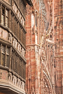 Patterned Prints: Place de la Cathedrale in Strasbourg, Bas-Rhin, Alsace, France, Europe