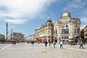 Traditionally French Prints: The Place de la Comedie, Montpellier, Languedoc-Roussillon, France, Europe