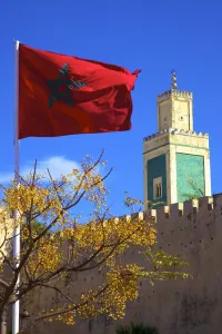 Mosques Prints: Place Lalla Aouda and the Minaret of the Lalla Aouda Mosque