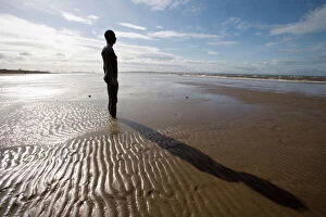 Images Dated 6th January 2000: Another Place sculpture by Antony Gormley on the beach at Crosby, Liverpool