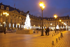 Christmas Time Prints: Place Vendome at Christmas time, Paris, France, Europe