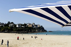 Enjoying Prints: Plage de l Ecluse (Ecluse Beach) and typical villas, Dinard, Brittany, France, Europe