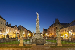Slovakia Prints: Plague Column at dusk, Kosice, Kosice Region, Slovakia, Europe