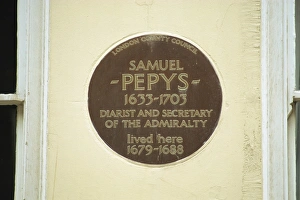 Plaques Prints: Plaque commemorating Samuel Pepys, London, England, United Kingdom, Europe