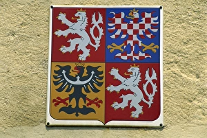 Coats Of Arms Prints: Plaque of the new emblem of the Czech Republic in Slavkov, South Moravia