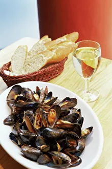 Food And Drink Prints: A plate of mussels