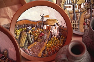 Pottery Prints: Plates with rural scenes for sale, Zagreb, Croatia, Europe