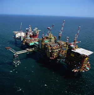 Industry Prints: Platform and drilling rigs, Morecambe Bay gas field, England, United Kingdom, Europe