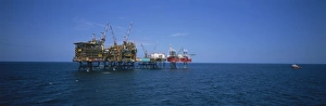 Platform and drilling rigs, Morecambe Bay Gas Field, England, United Kingdom, Europe