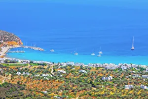 Blue Water Prints: Platis Gialos beach, high angle view