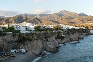 Nerja Prints: Playa Calahonda sandy beach at popular holiday resort town of Nerja