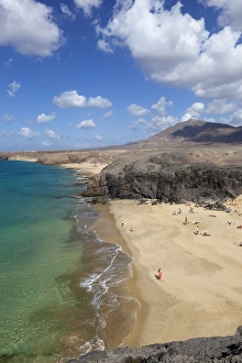 On Holiday Destination Prints: Playa del Papagayo, near Playa Blanca, Lanzarote, Canary Islands, Spain