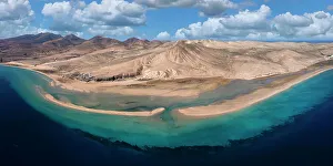 Playa de Sotavento and Laguna de Sotavento, Fuerteventura, Canary Islands, Spain, Atlantic, Europe