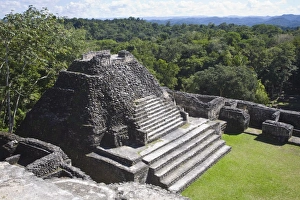 Stair Prints: Plaza B temple, Mayan ruins, Caracol, Belize, Central America