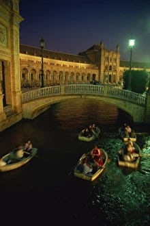 Rowing Boats Prints: Plaza d Espana, Seville, Andalucia, Spain, Europe