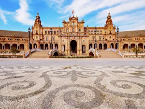 Public Square Prints: Plaza de Espana de Sevilla (Spain Square), Seville, Andalusia, Spain, Europe