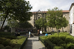 Santiago De Compostela Prints: Plaza de Fonseca with College of Fonseca in background