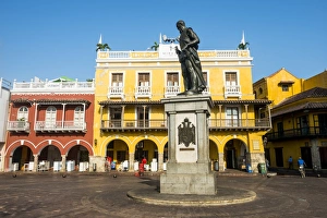 Cartagena Prints: Plaza de los Coches, UNESCO World Heritage Site, Cartagena, Colombia, South America