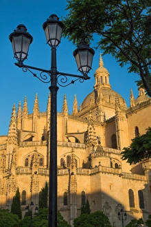 Segovia Prints: Plaza Mayor and the imposing Gothic Cathedral of Segovia, Castilla y Leon, Spain, Europe