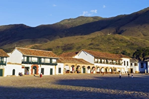 Plaza Mayor, largest public square in Colombia, colonial town of Villa de Leyva