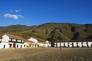 Plaza Mayor, largest public square in Colombia, colonial town of Villa de Leyva