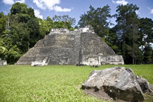 Stair Way Prints: Plaza A Temple, Mayan ruins, Caracol, Belize, Central America