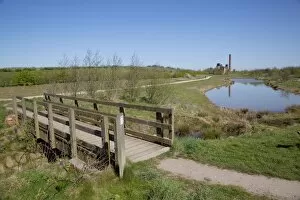 Images Dated 8th April 2011: Pleasley Colliery reflecting in pond, Derbyshire, England, United Kingdom, Europe