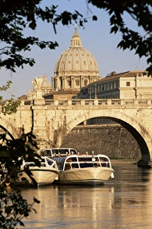 Pleasure Prints: Pleasure boats on the River Tiber near the Ponte Sant Angelo, with St