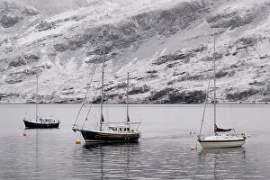 Rope Prints: Pleasure Yachts anchored on Loch Broom in winter