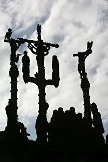 Images Dated 1st May 2006: Pleyben calvary depicting the Crucifixion, Pleyben, Finistere, Brittany, France, Europe