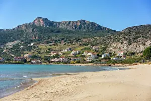 Beachcombing Prints: Plitra beach with turquoise water in Karavostasi in the south of Greece