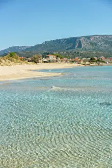 Peloponnese Prints: Plitra beach with turquoise water in Karavostasi in the south of Greece