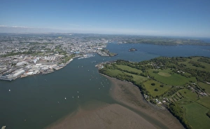 Plymouth Prints: Plymouth and Mount Edgecombe and River Tamar, Devon, England, United Kingdom, Europe