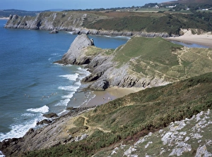 Gower Prints: Pobbles Beach from the Pennard Cliffs