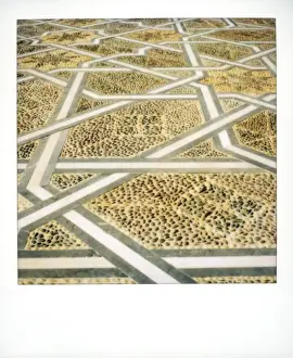 Rabat Prints: Polaroid image of geometric patterns in paving at Mausoleum