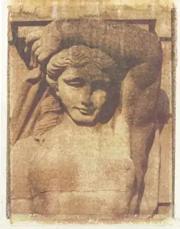 Polaroid Prints: Polaroid Image Transfer of carved stone figure against stone wall, Blenheim Palace