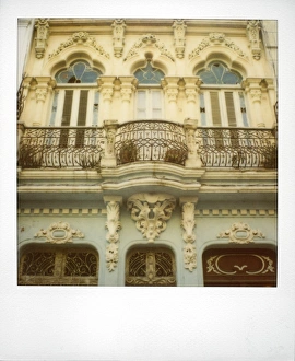 Polaroid Prints: Polaroid of detail of ornate building and balconies, Havana, Cuba, West Indies