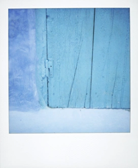Photographic Techniques Prints: Polaroid of detail of a traditional painted blue door